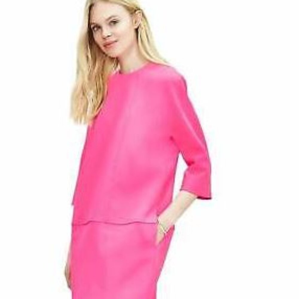 Banana Republic Monogram Seamed Shift Dress in Neon Bubblegum Pink, Size 8